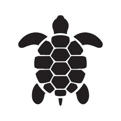 Obraz premium Minimalist Black Ocean Sea Turtle Silhouette Vector Icon - Marine Life Design Asset