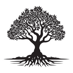 Majestic Silhouette Tree of Life Vector Art Symbolism Illustration