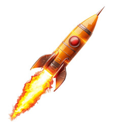 Rocket ship launch illustration for space exploration and technology isolated on transparent  background png