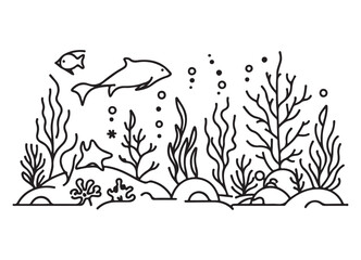 Underwater Sea Life Vector Illustration Marine Ecosystem Scene