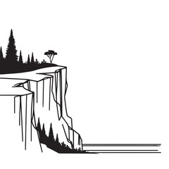 Cliff Silhouette Vector Edge of the World Landscape Design