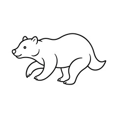 Fototapeta premium Walking bear outline silhouette on white background