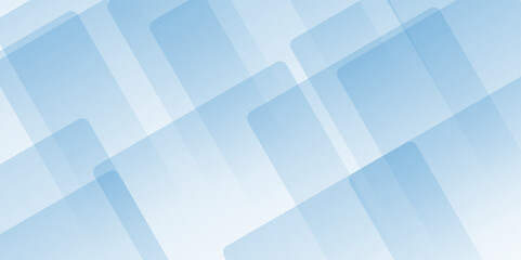Abstract minimal geometric blue light background design. white transparent material in triangle diamond and squares shapes in random geometric pattern.