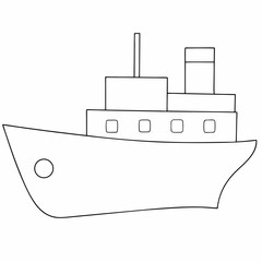 Cargo Ship coloring page simple and minimal line art illustration on white background
