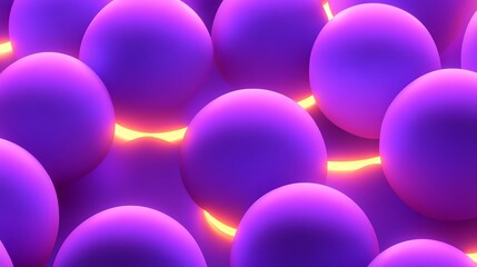 Abstract spheres in vibrant purple and yellow light