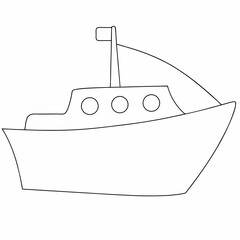 Ship coloring page simple and minimal line art illustration on white background