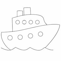 Ship coloring page simple and minimal line art illustration on white background