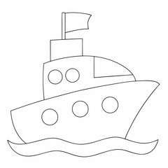 Ship coloring page simple and minimal line art illustration on white background