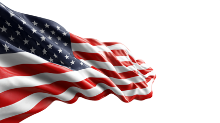 Waving American Flag on Transparent Background, PNG