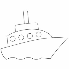 Ship coloring page simple and minimal line art illustration on white background