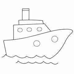 Ship coloring page simple and minimal line art illustration on white background