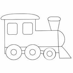Train coloring page simple and minimal line art illustration on white background