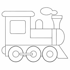 Train coloring page simple and minimal line art illustration on white background
