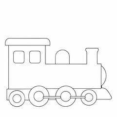 Train coloring page simple and minimal line art illustration on white background