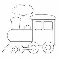 Train coloring page simple and minimal line art illustration on white background