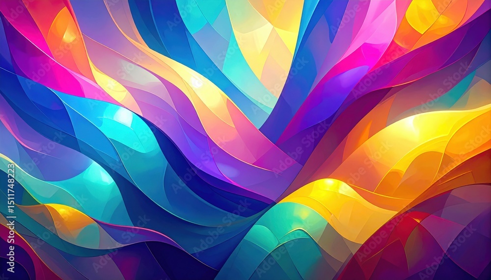 Poster dynamic color waves abstract art digital background vibrant environment aesthetic view modern design