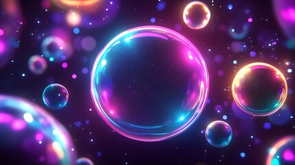 Neon bubbles glow dark