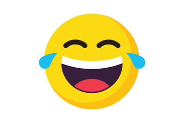 Joyful emoji laughing with tears vibrant yellow design