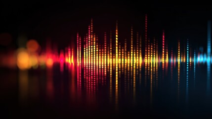 Abstract colorful sound wave visualization on black background representing audio or data.