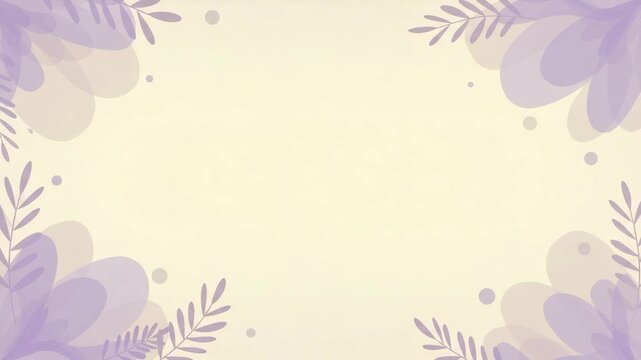 calming cream background is bordered by abstract purple flowers and branches, which would work well for presentations thoughtful content.copy space