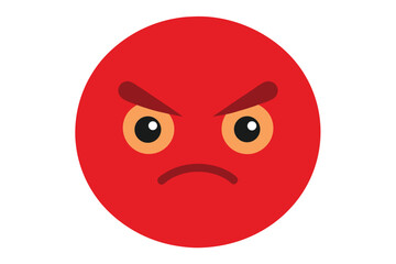 Fototapeta premium Angry red emoji face vector illustration