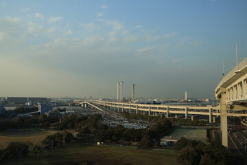 Obraz premium 横浜ベイブリッジの周辺の風景