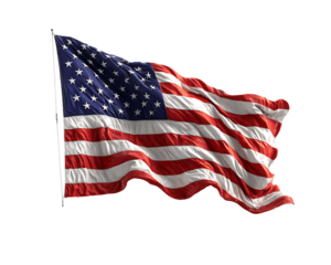 Waving American Flag on Transparent Background, PNG