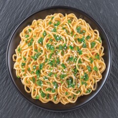 Delicious Aglio e Olio Pasta Dish  Overhead Shot of Spaghetti with Garlic  Oil  Parsley  a