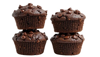 chocolate muffin isolated on white background