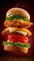 Delicious Triple Decker Burger