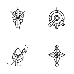 Fototapeta premium Minimalist black and white line art icons representing nature and abstract concepts