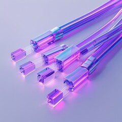 A futuristic bundle of glowing fiber optic cables