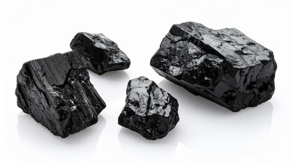 Piece of coal isolated on white background 