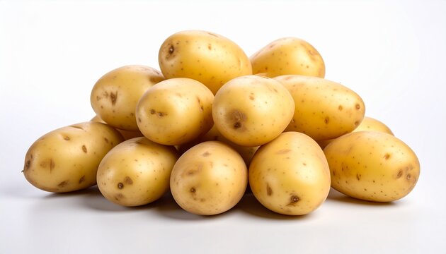 Pile of unwashed potatoes isolated on white background - Powered by Adobe