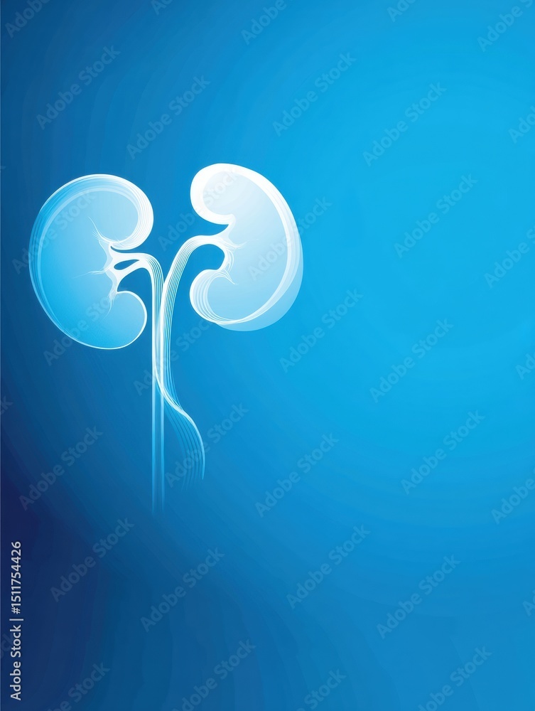 Poster Clean Graphic of a Kidney Design With a Blue Gradient Background and Space for a Slogan