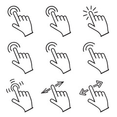 Touchscreen interaction icons and graphics collection