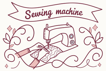 NATIONAL SEWING MACHINE DAY vector illustration