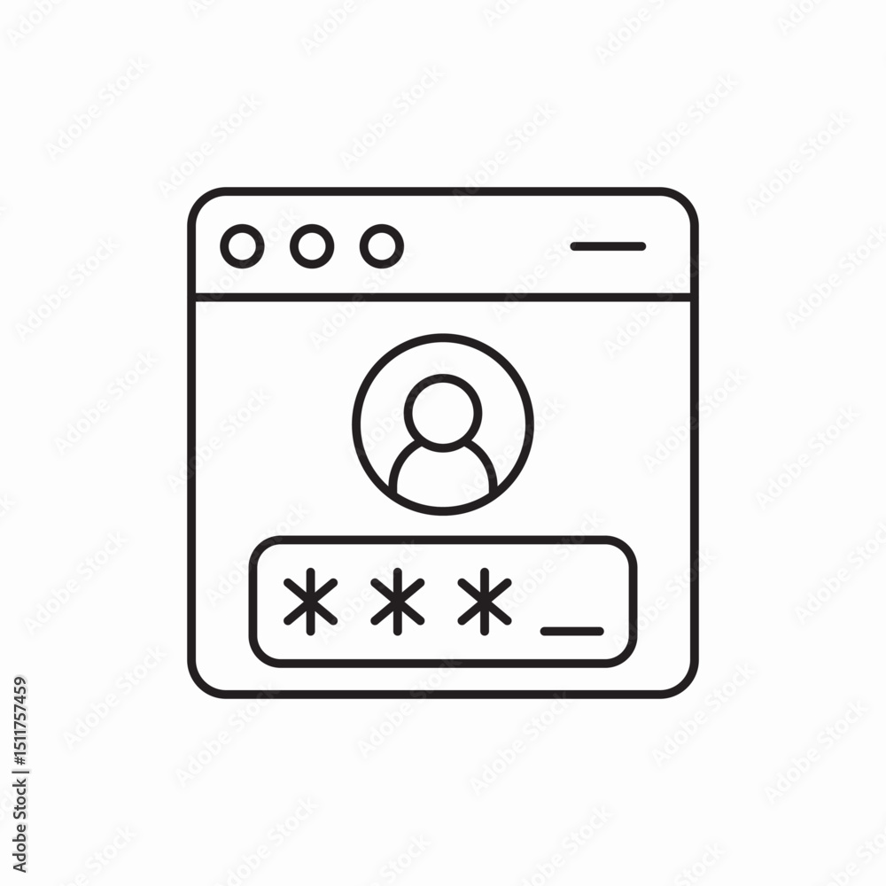 Poster user password browser security login icon vector sign