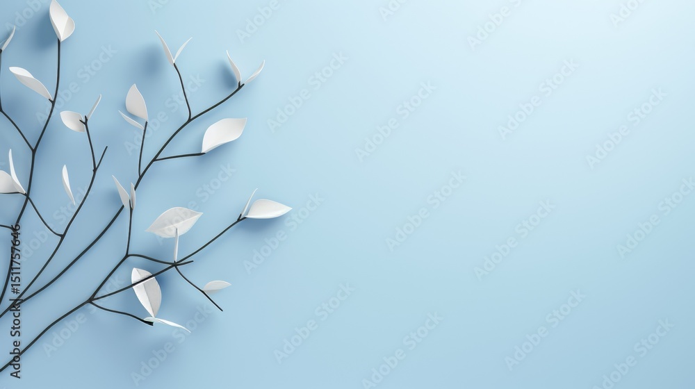 Poster simple light blue background with delicate shadows from tree branches, perfect for showing off produ
