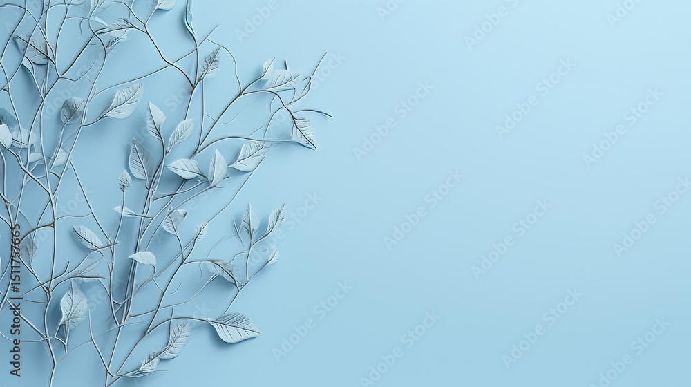 Poster simple light blue background with delicate shadows from tree branches, perfect for showing off produ