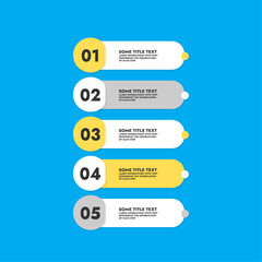 infographic template on blue background with yellow and white information area elements