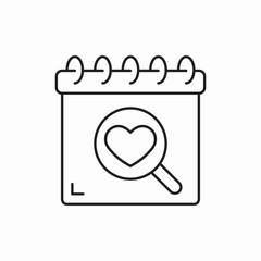 calendar heart love icon vector sign