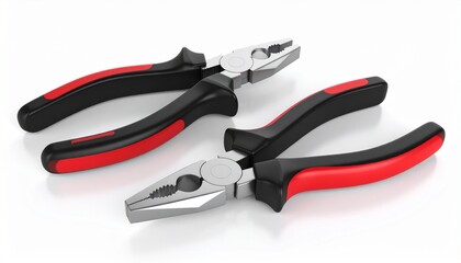 Pliers red and black color isolated on white background