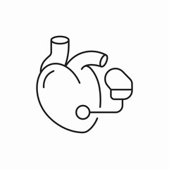 anatomical heart with ECG icon vector sign