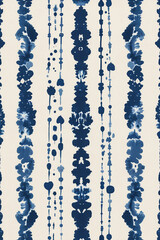 blue and white background with flowers type half shade brush printed 