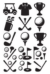 Golfing equipment and trophy vector illustration