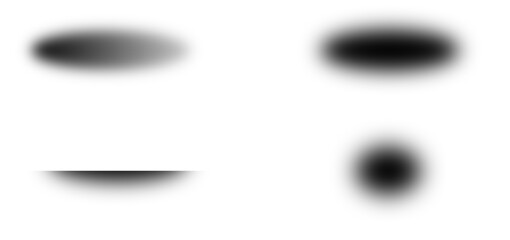 Blur shadow effect isolated on transparent background. Round shadow drop. Blurred shadow shape for Pages, Web banner, cards, text, border, decoration. Graphic design elements. PNG