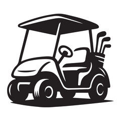 Stylized vintage golf cart graphic minimalist black and white design