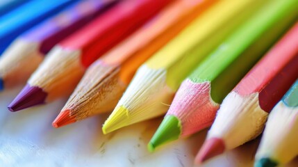 Close-up of colorful sharpened pencils, vibrant hues