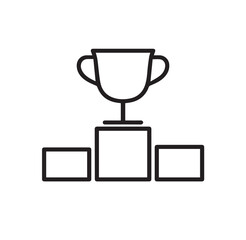 Simple Minimalist Trophy, Award, and Podium Icon in Black and White